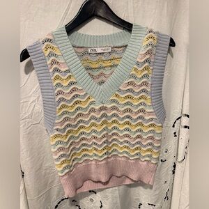 Zara twee Pastel Wave 80’s Knit Vest spring girlhood cottage preppy Small